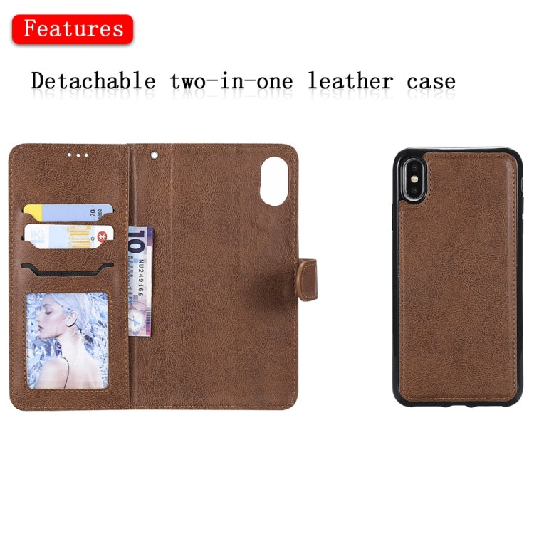 For iPhone XS Max Solid Color Horizontal Flip Protective Case with Holder & Card Slots & Wallet & Photo Frame & Lanyard