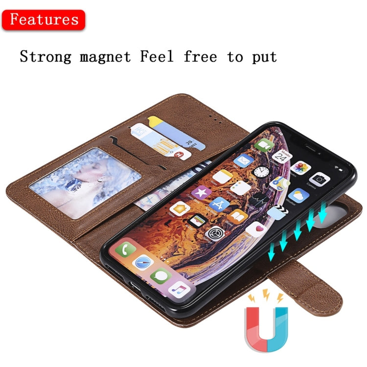 For iPhone XS Max Solid Color Horizontal Flip Protective Case with Holder & Card Slots & Wallet & Photo Frame & Lanyard