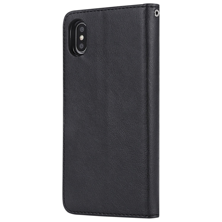 For iPhone XS Max Solid Color Horizontal Flip Protective Case with Holder & Card Slots & Wallet & Photo Frame & Lanyard