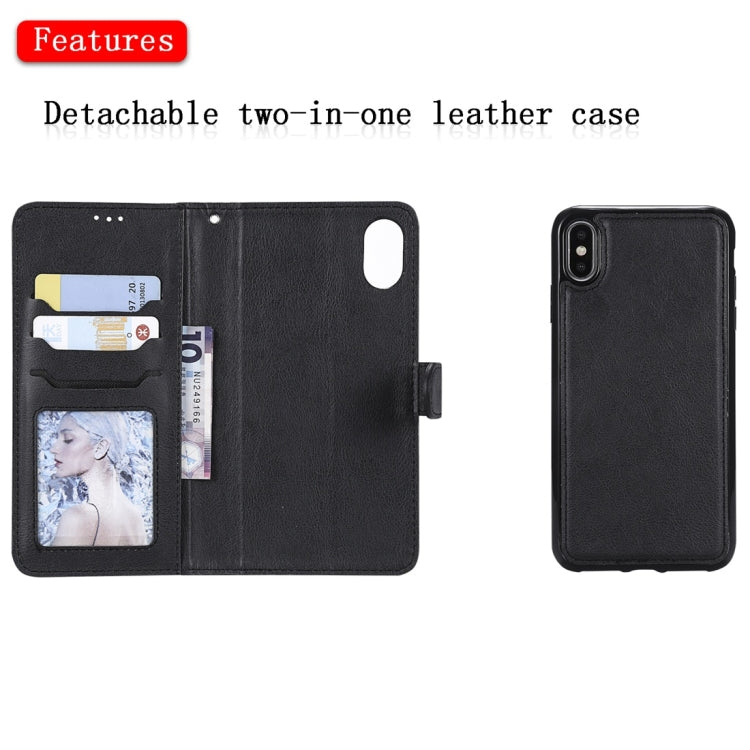 For iPhone XS Max Solid Color Horizontal Flip Protective Case with Holder & Card Slots & Wallet & Photo Frame & Lanyard