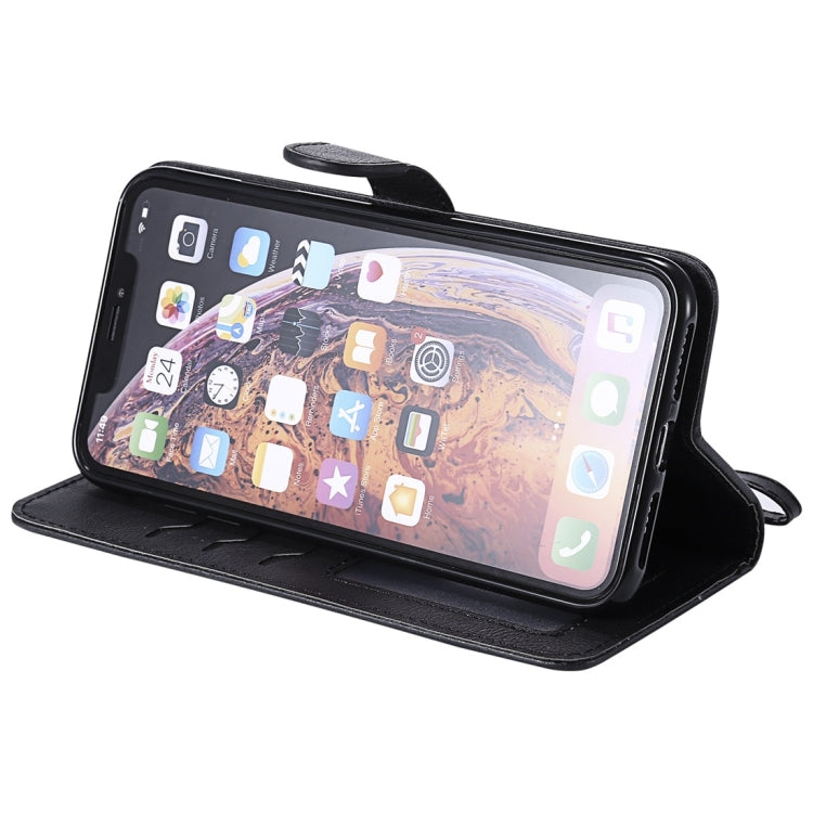 For iPhone XS Max Solid Color Horizontal Flip Protective Case with Holder & Card Slots & Wallet & Photo Frame & Lanyard
