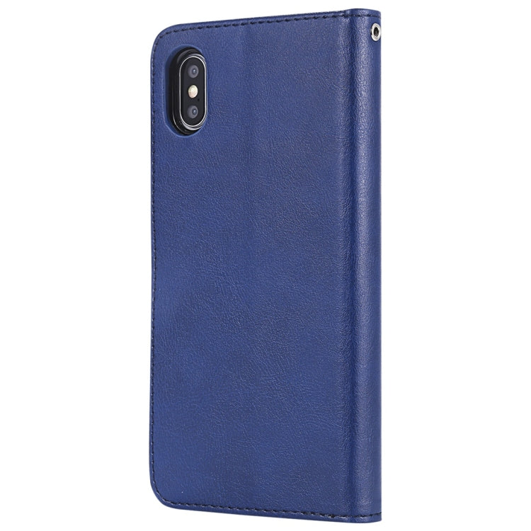 For iPhone XS Max Solid Color Horizontal Flip Protective Case with Holder & Card Slots & Wallet & Photo Frame & Lanyard