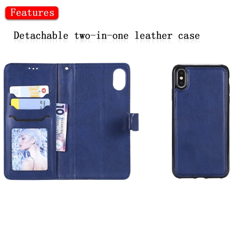 For iPhone XS Max Solid Color Horizontal Flip Protective Case with Holder & Card Slots & Wallet & Photo Frame & Lanyard