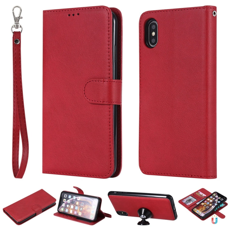 For iPhone XS Max Solid Color Horizontal Flip Protective Case with Holder & Card Slots & Wallet & Photo Frame & Lanyard