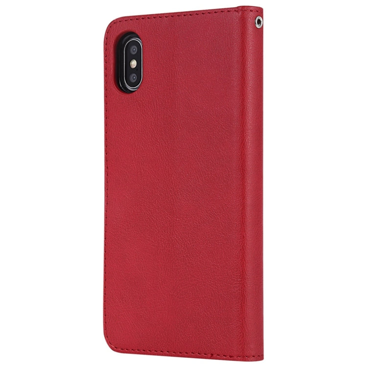 For iPhone XS Max Solid Color Horizontal Flip Protective Case with Holder & Card Slots & Wallet & Photo Frame & Lanyard