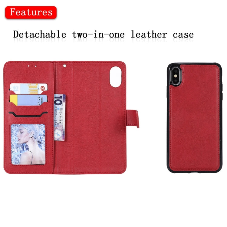 For iPhone XS Max Solid Color Horizontal Flip Protective Case with Holder & Card Slots & Wallet & Photo Frame & Lanyard