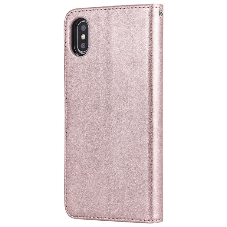 For iPhone XS Max Solid Color Horizontal Flip Protective Case with Holder & Card Slots & Wallet & Photo Frame & Lanyard