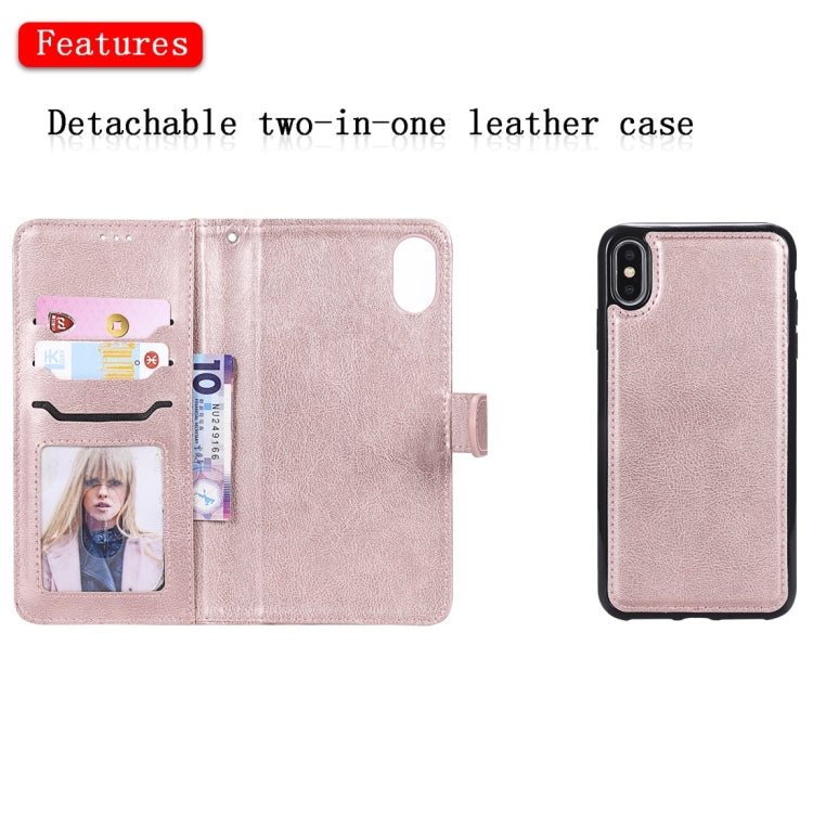 For iPhone XS Max Solid Color Horizontal Flip Protective Case with Holder & Card Slots & Wallet & Photo Frame & Lanyard