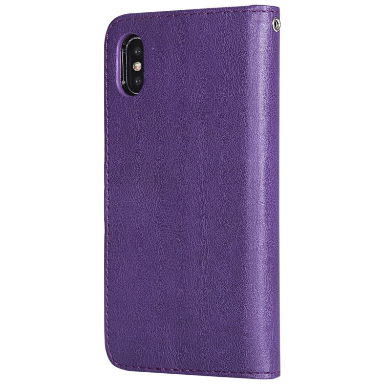 For iPhone X / XS Solid Color Horizontal Flip Protective Case with Holder & Card Slots & Wallet & Photo Frame & Lanyard