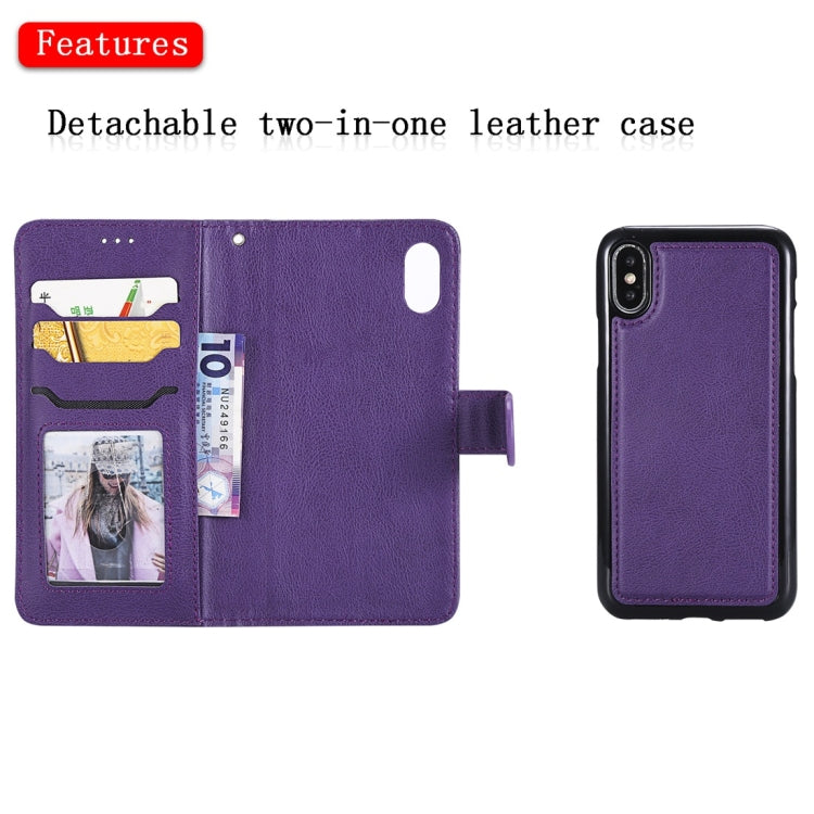 For iPhone X / XS Solid Color Horizontal Flip Protective Case with Holder & Card Slots & Wallet & Photo Frame & Lanyard