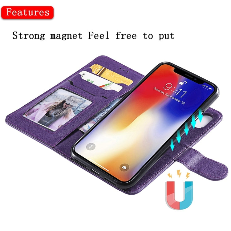 For iPhone X / XS Solid Color Horizontal Flip Protective Case with Holder & Card Slots & Wallet & Photo Frame & Lanyard