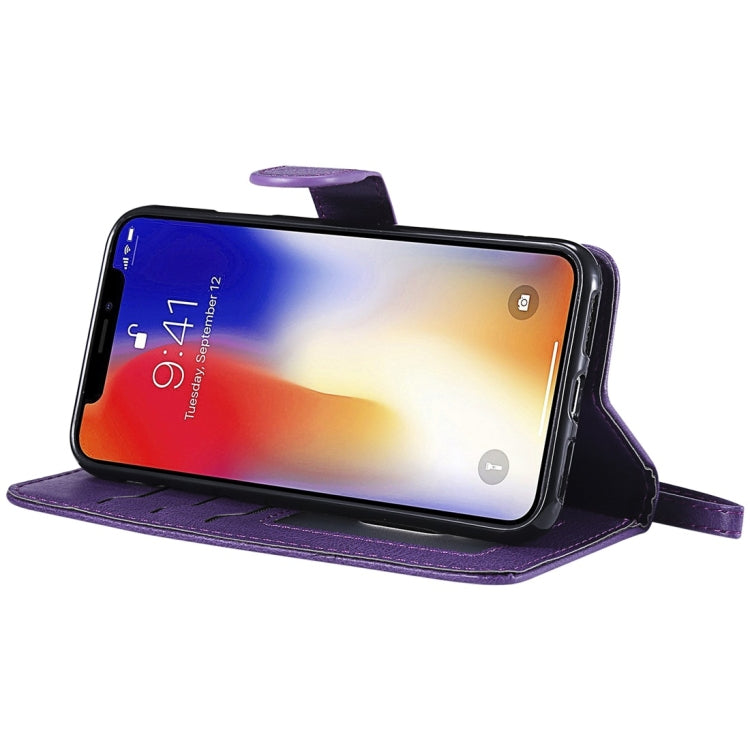 For iPhone X / XS Solid Color Horizontal Flip Protective Case with Holder & Card Slots & Wallet & Photo Frame & Lanyard