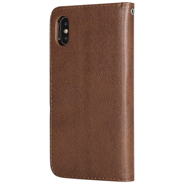 For iPhone X / XS Solid Color Horizontal Flip Protective Case with Holder & Card Slots & Wallet & Photo Frame & Lanyard
