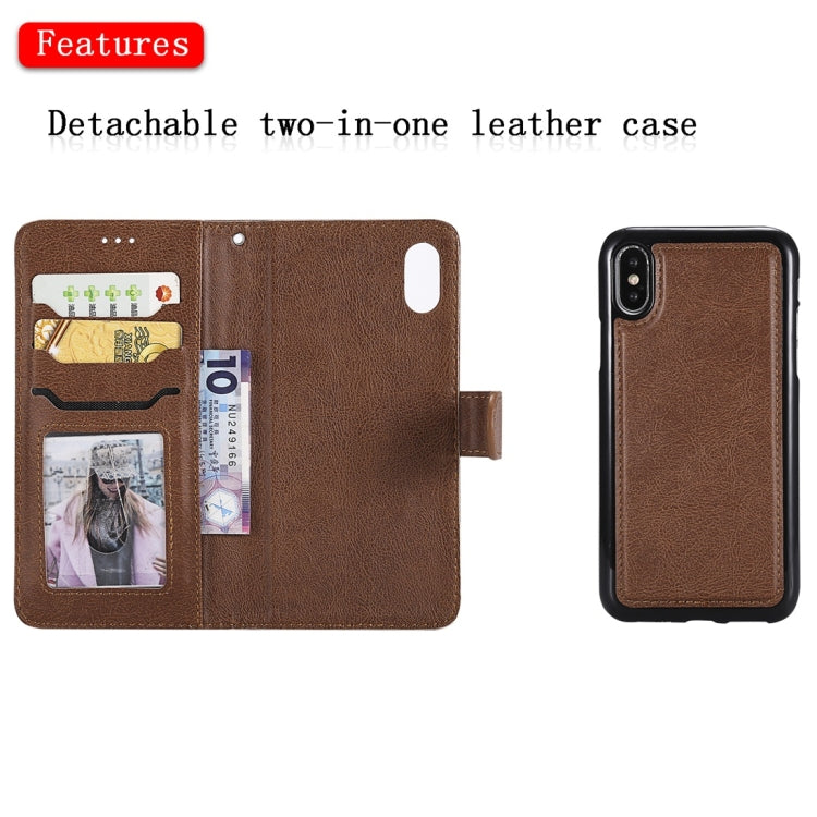 For iPhone X / XS Solid Color Horizontal Flip Protective Case with Holder & Card Slots & Wallet & Photo Frame & Lanyard