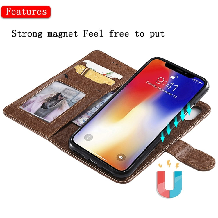 For iPhone X / XS Solid Color Horizontal Flip Protective Case with Holder & Card Slots & Wallet & Photo Frame & Lanyard