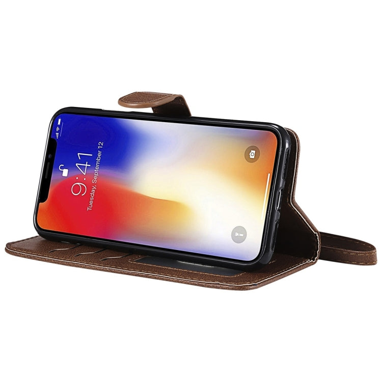 For iPhone X / XS Solid Color Horizontal Flip Protective Case with Holder & Card Slots & Wallet & Photo Frame & Lanyard