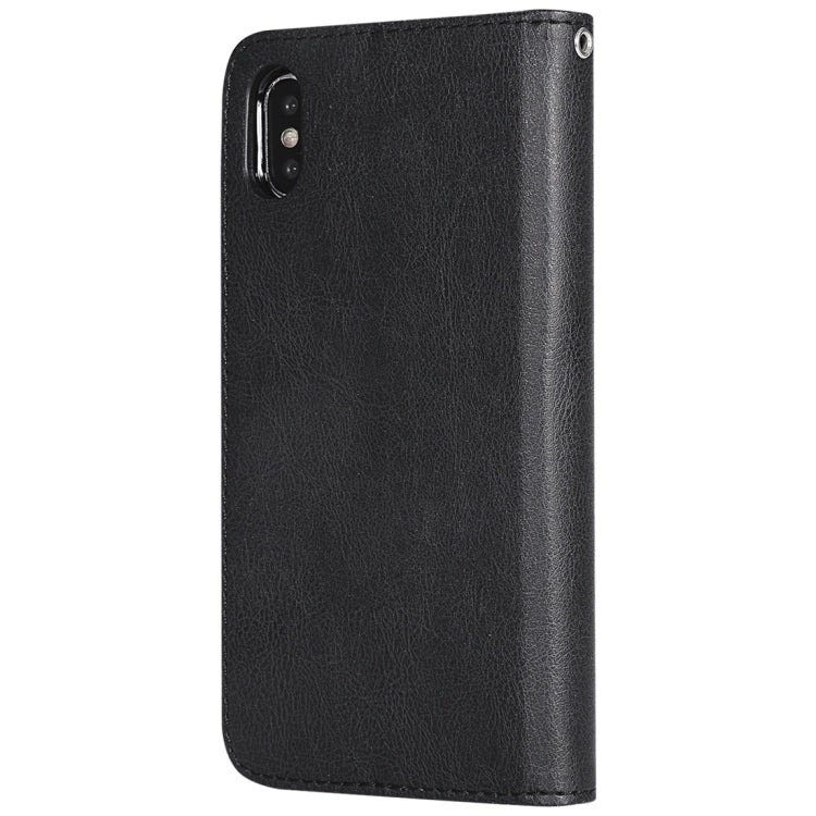 For iPhone X / XS Solid Color Horizontal Flip Protective Case with Holder & Card Slots & Wallet & Photo Frame & Lanyard
