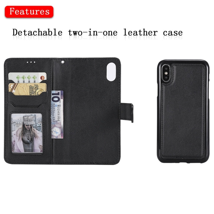 For iPhone X / XS Solid Color Horizontal Flip Protective Case with Holder & Card Slots & Wallet & Photo Frame & Lanyard