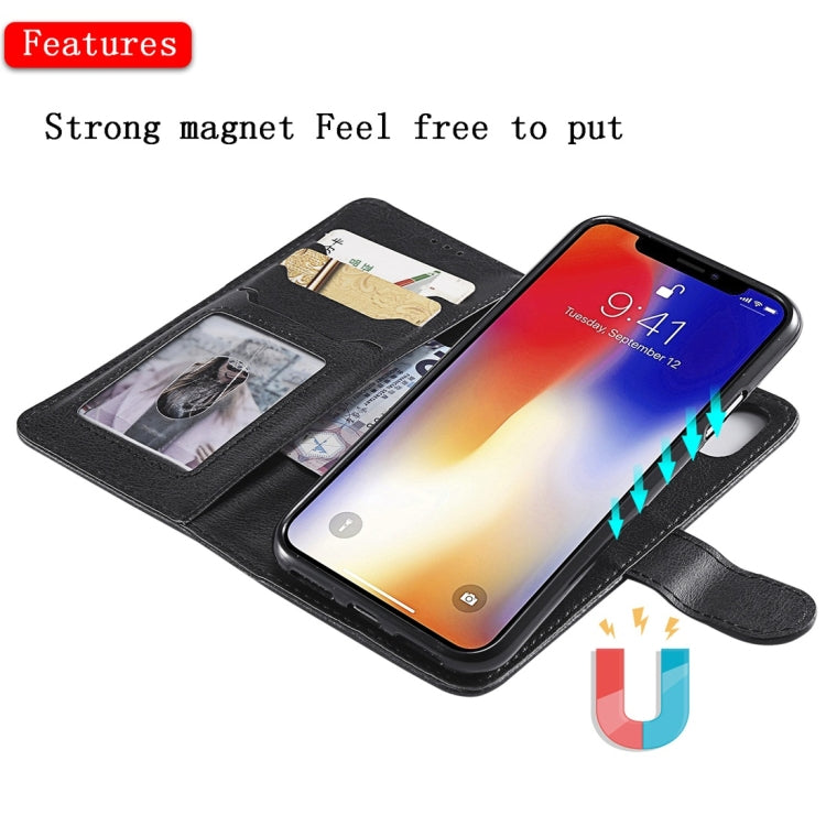 For iPhone X / XS Solid Color Horizontal Flip Protective Case with Holder & Card Slots & Wallet & Photo Frame & Lanyard