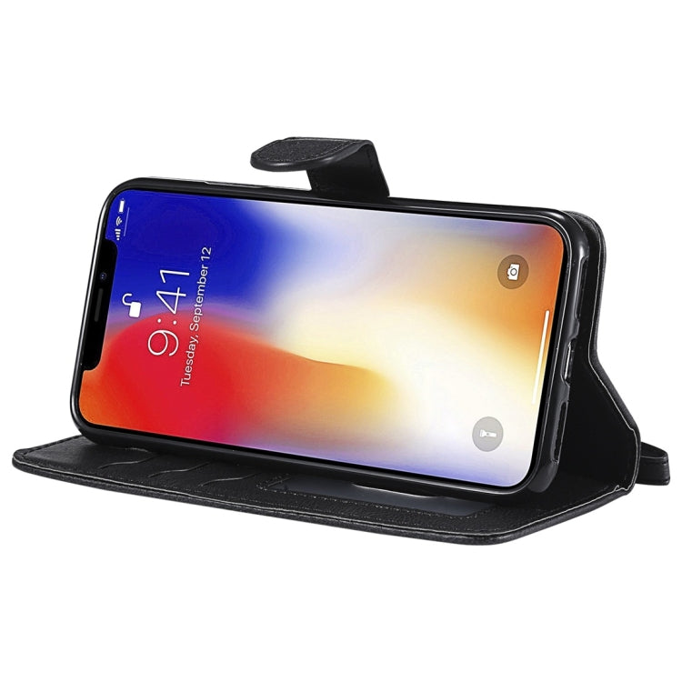 For iPhone X / XS Solid Color Horizontal Flip Protective Case with Holder & Card Slots & Wallet & Photo Frame & Lanyard