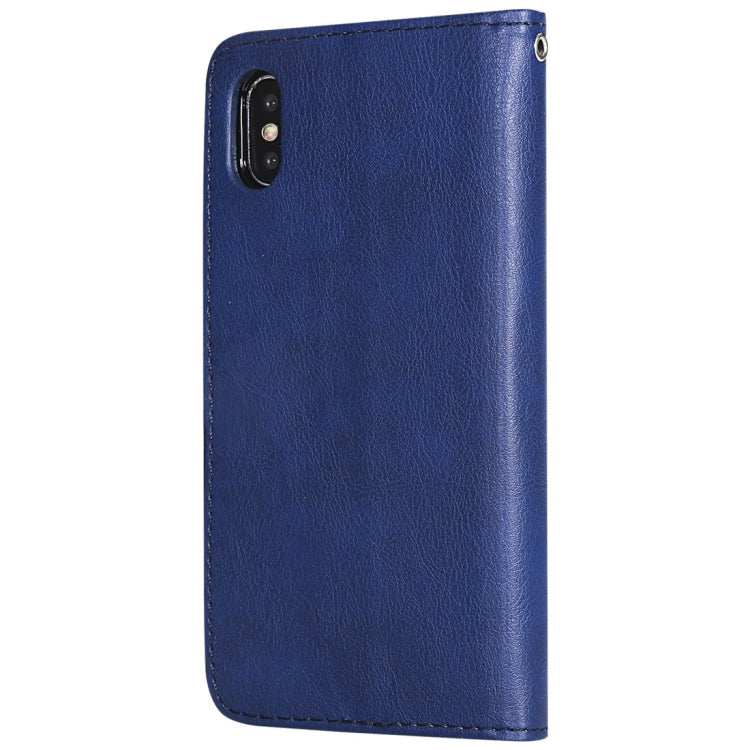 For iPhone X / XS Solid Color Horizontal Flip Protective Case with Holder & Card Slots & Wallet & Photo Frame & Lanyard