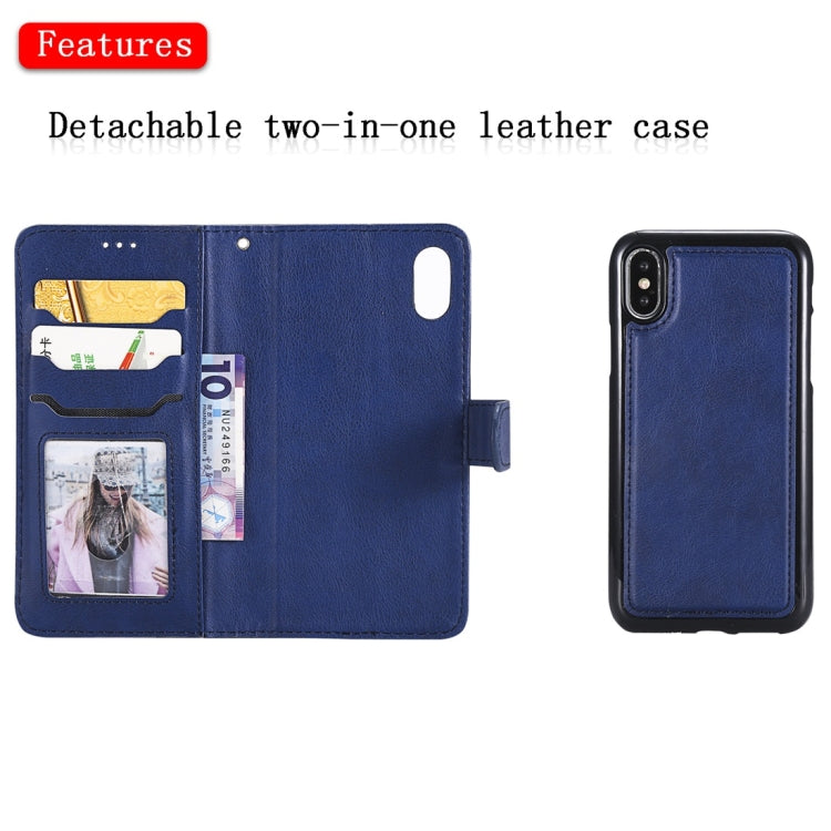 For iPhone X / XS Solid Color Horizontal Flip Protective Case with Holder & Card Slots & Wallet & Photo Frame & Lanyard