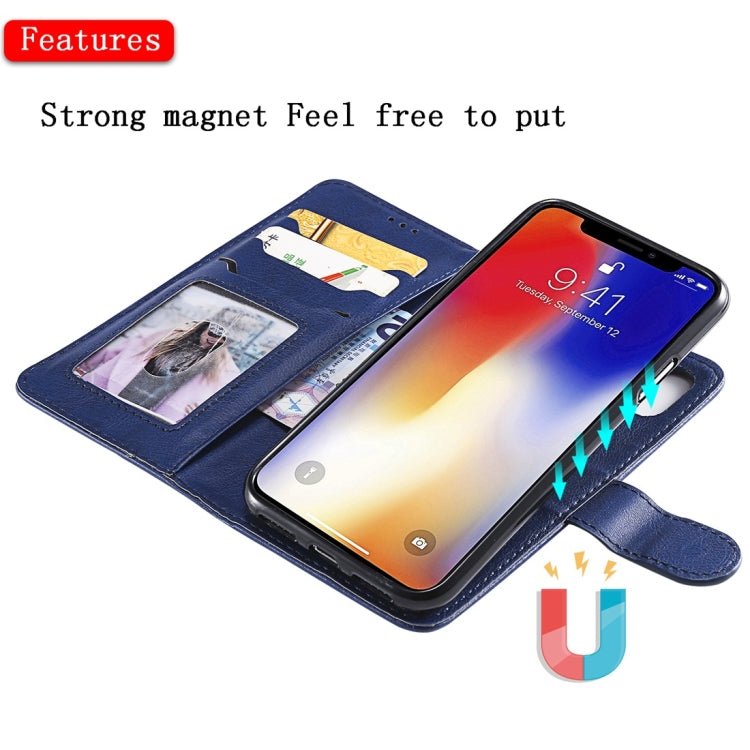 For iPhone X / XS Solid Color Horizontal Flip Protective Case with Holder & Card Slots & Wallet & Photo Frame & Lanyard