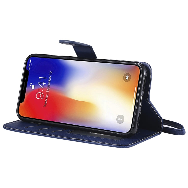 For iPhone X / XS Solid Color Horizontal Flip Protective Case with Holder & Card Slots & Wallet & Photo Frame & Lanyard
