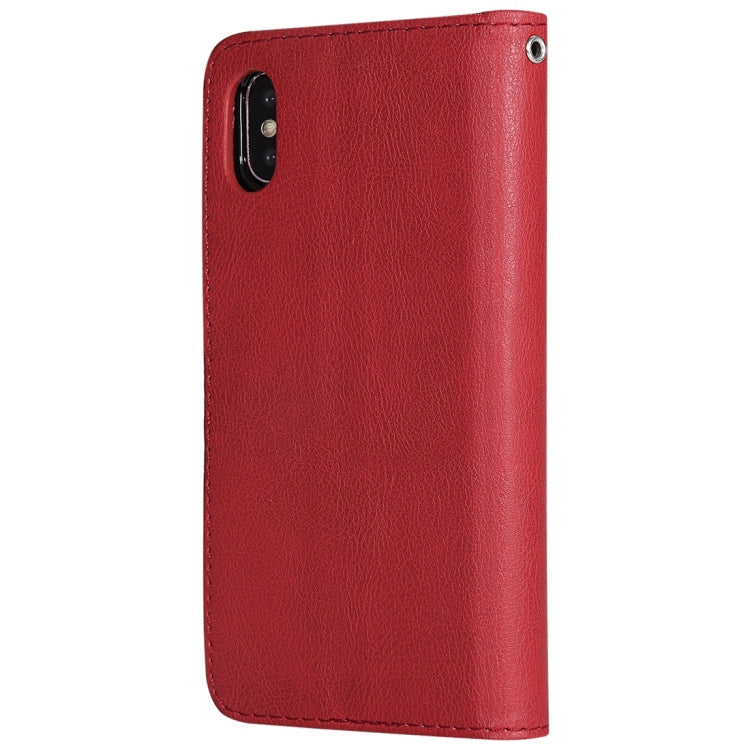 For iPhone X / XS Solid Color Horizontal Flip Protective Case with Holder & Card Slots & Wallet & Photo Frame & Lanyard