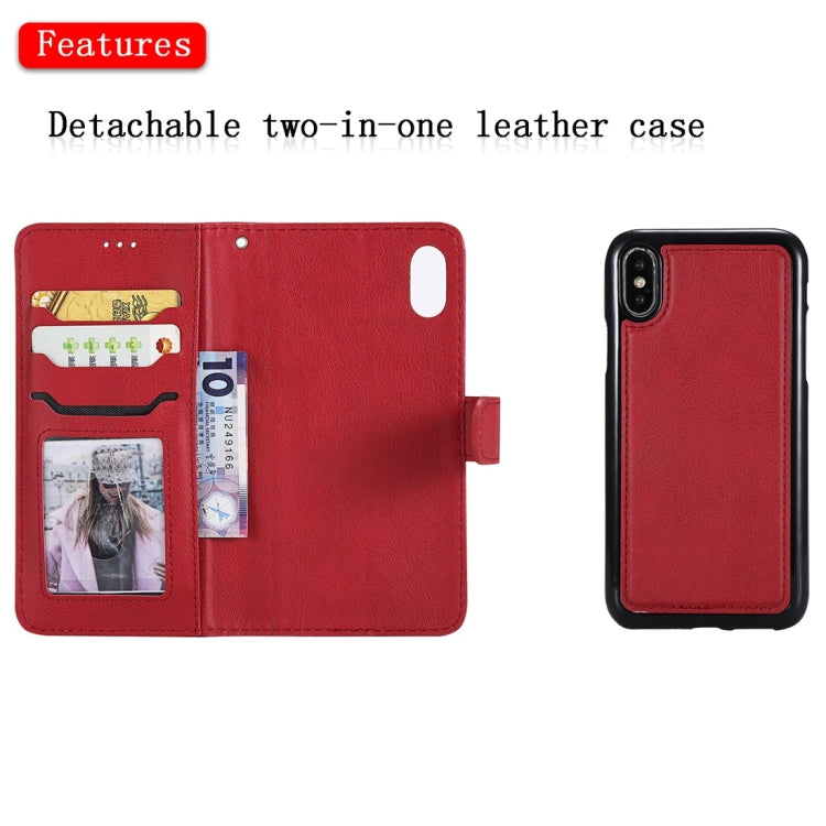For iPhone X / XS Solid Color Horizontal Flip Protective Case with Holder & Card Slots & Wallet & Photo Frame & Lanyard