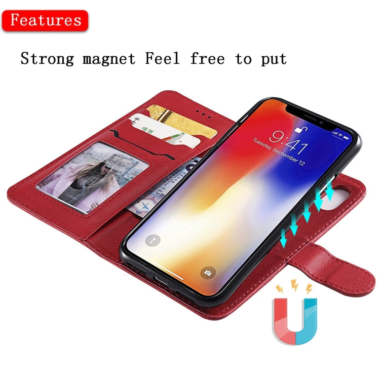 For iPhone X / XS Solid Color Horizontal Flip Protective Case with Holder & Card Slots & Wallet & Photo Frame & Lanyard