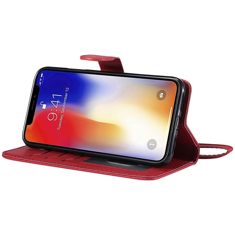For iPhone X / XS Solid Color Horizontal Flip Protective Case with Holder & Card Slots & Wallet & Photo Frame & Lanyard