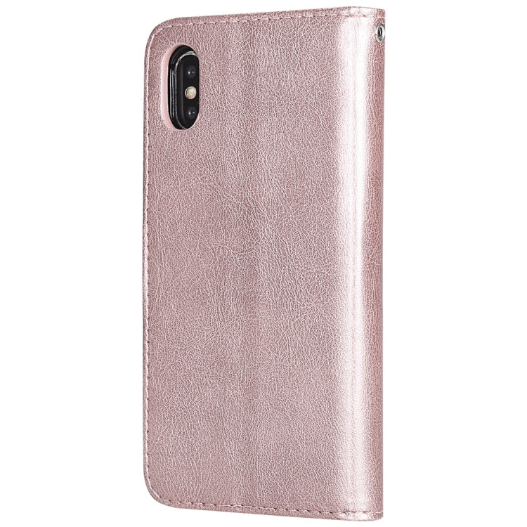 For iPhone X / XS Solid Color Horizontal Flip Protective Case with Holder & Card Slots & Wallet & Photo Frame & Lanyard