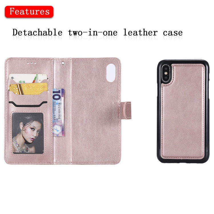 For iPhone X / XS Solid Color Horizontal Flip Protective Case with Holder & Card Slots & Wallet & Photo Frame & Lanyard