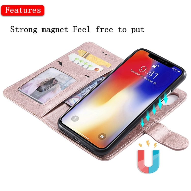 For iPhone X / XS Solid Color Horizontal Flip Protective Case with Holder & Card Slots & Wallet & Photo Frame & Lanyard