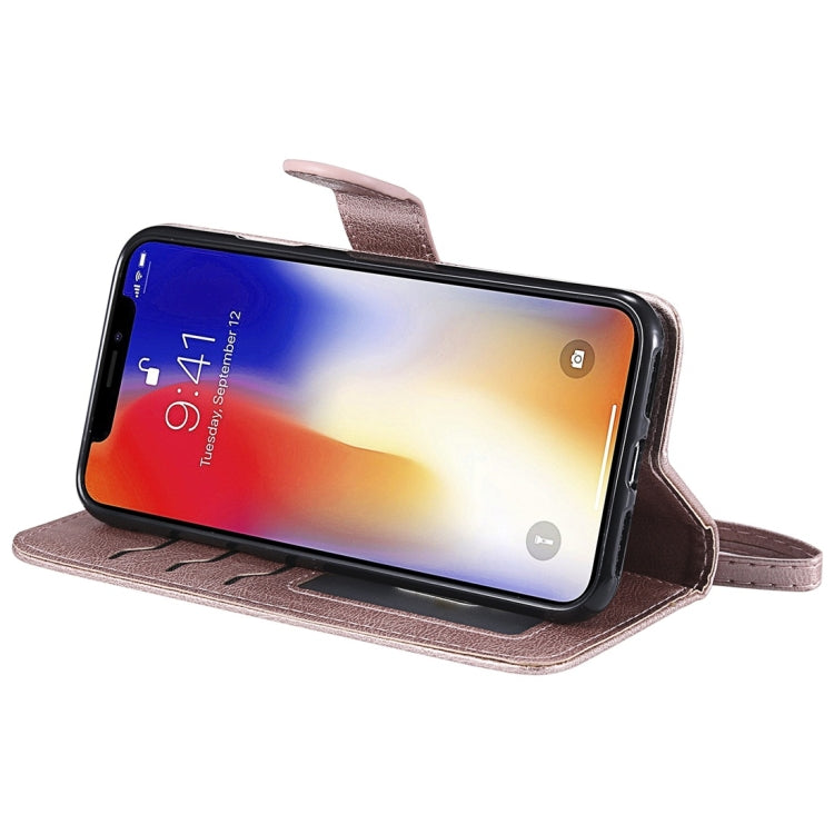 For iPhone X / XS Solid Color Horizontal Flip Protective Case with Holder & Card Slots & Wallet & Photo Frame & Lanyard