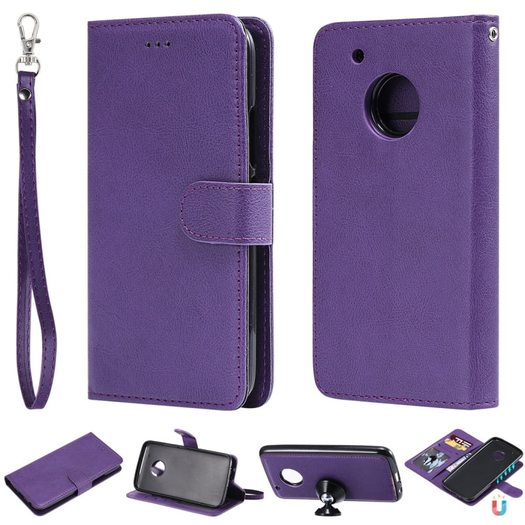 For Motorola Moto G5 Plus Solid Color Horizontal Flip Protective Case with Holder & Card Slots & Wallet & Photo Frame & Lanyard