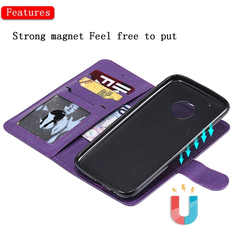 For Motorola Moto G5 Plus Solid Color Horizontal Flip Protective Case with Holder & Card Slots & Wallet & Photo Frame & Lanyard
