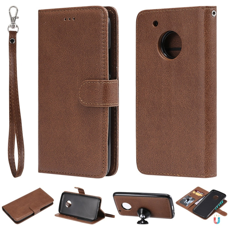 For Motorola Moto G5 Plus Solid Color Horizontal Flip Protective Case with Holder & Card Slots & Wallet & Photo Frame & Lanyard