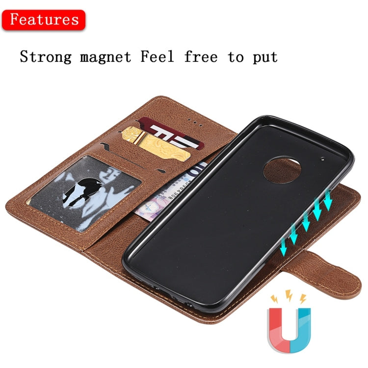 For Motorola Moto G5 Plus Solid Color Horizontal Flip Protective Case with Holder & Card Slots & Wallet & Photo Frame & Lanyard