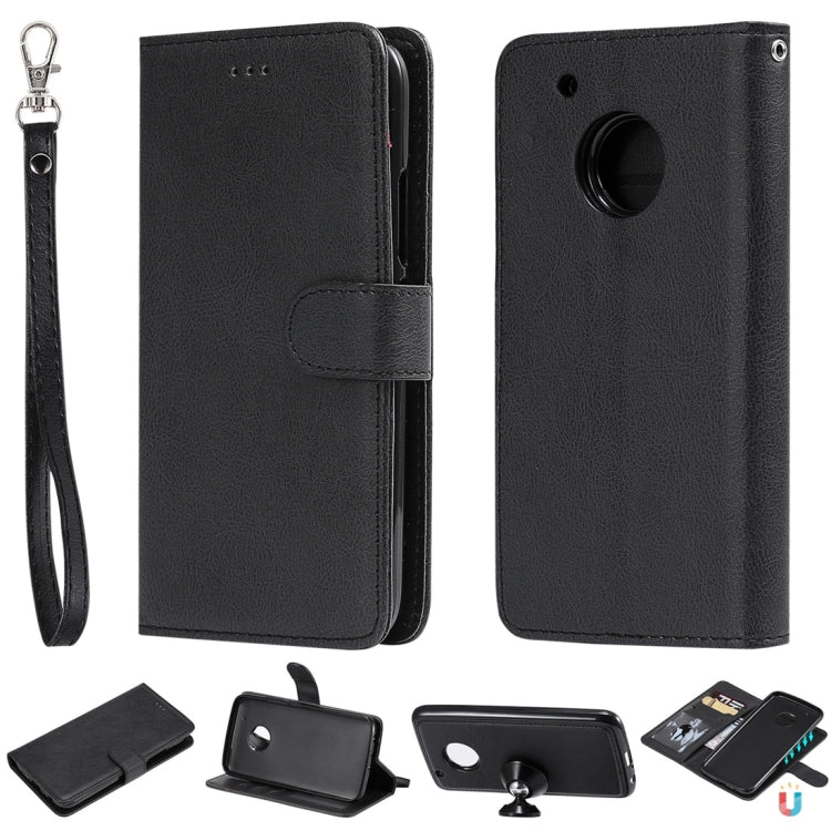 For Motorola Moto G5 Plus Solid Color Horizontal Flip Protective Case with Holder & Card Slots & Wallet & Photo Frame & Lanyard