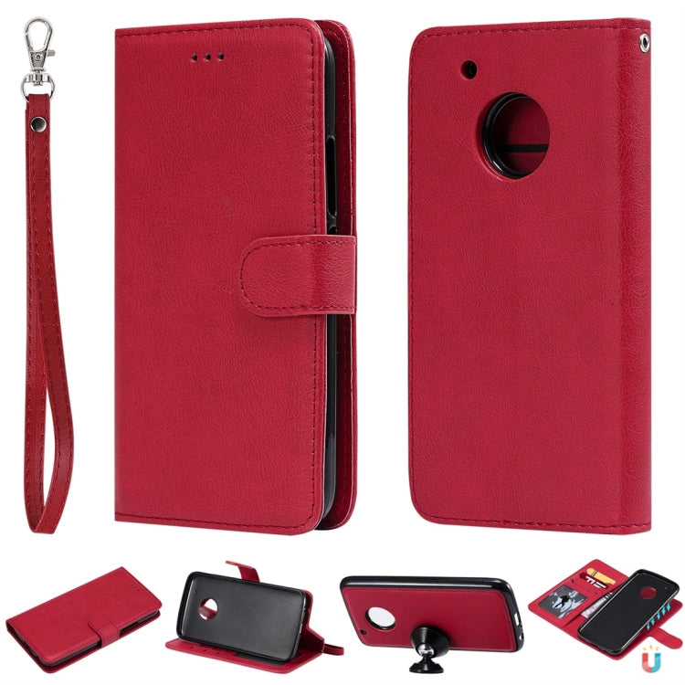 For Motorola Moto G5 Plus Solid Color Horizontal Flip Protective Case with Holder & Card Slots & Wallet & Photo Frame & Lanyard