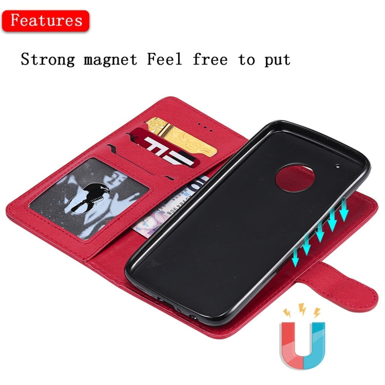 For Motorola Moto G5 Plus Solid Color Horizontal Flip Protective Case with Holder & Card Slots & Wallet & Photo Frame & Lanyard