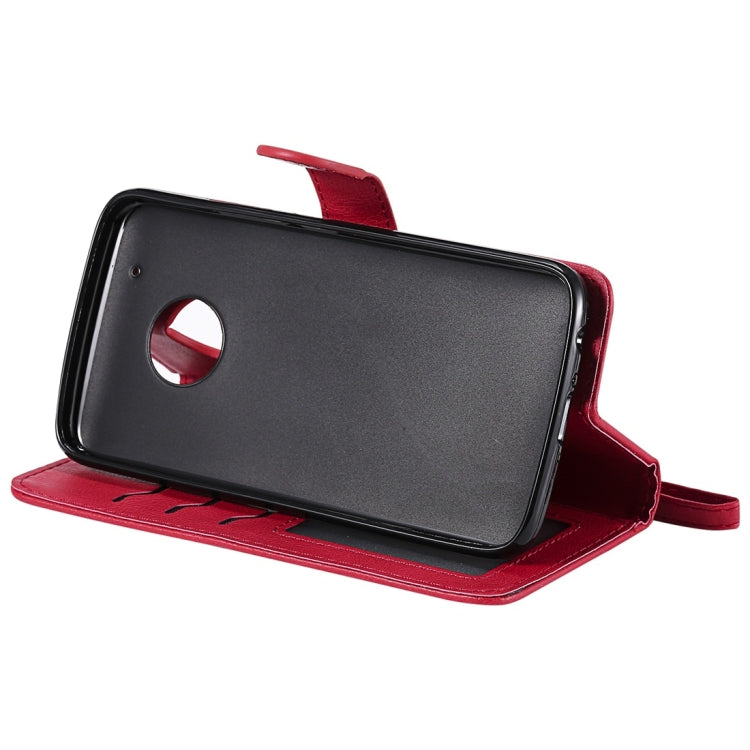 For Motorola Moto G5 Plus Solid Color Horizontal Flip Protective Case with Holder & Card Slots & Wallet & Photo Frame & Lanyard