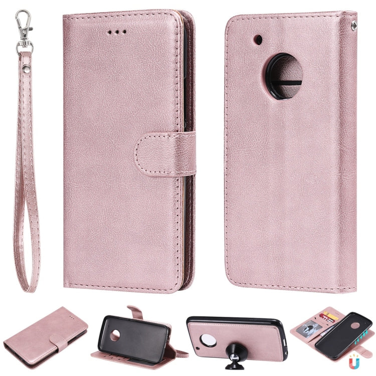 For Motorola Moto G5 Plus Solid Color Horizontal Flip Protective Case with Holder & Card Slots & Wallet & Photo Frame & Lanyard