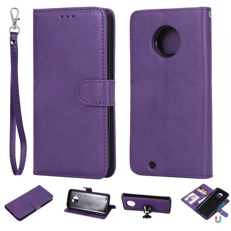 For Motorola Moto G6 Solid Color Horizontal Flip Protective Case with Holder & Card Slots & Wallet & Photo Frame & Lanyard