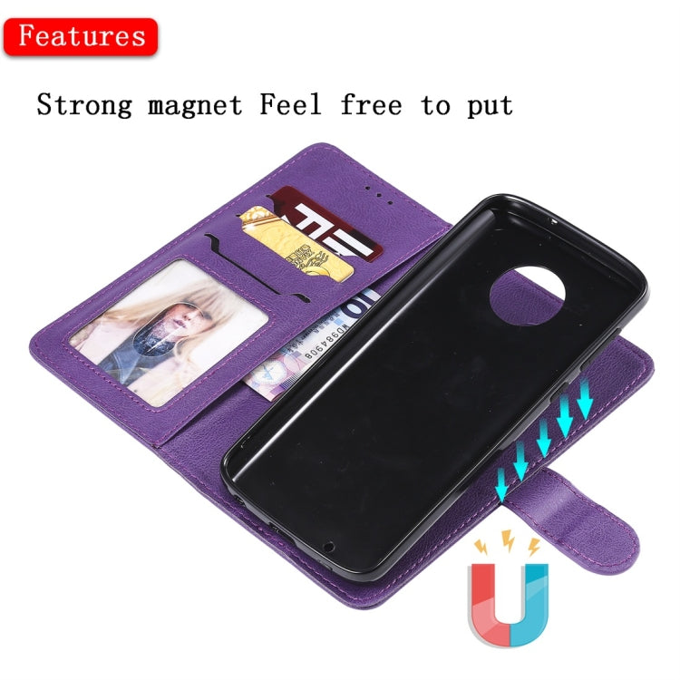 For Motorola Moto G6 Solid Color Horizontal Flip Protective Case with Holder & Card Slots & Wallet & Photo Frame & Lanyard