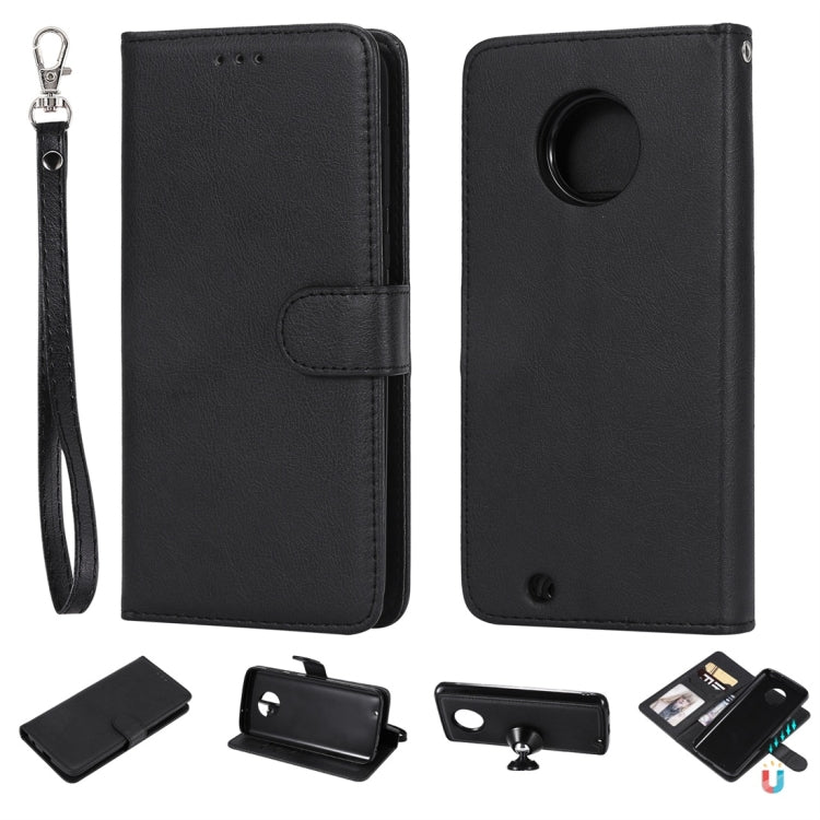 For Motorola Moto G6 Solid Color Horizontal Flip Protective Case with Holder & Card Slots & Wallet & Photo Frame & Lanyard