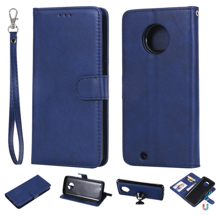 For Motorola Moto G6 Solid Color Horizontal Flip Protective Case with Holder & Card Slots & Wallet & Photo Frame & Lanyard