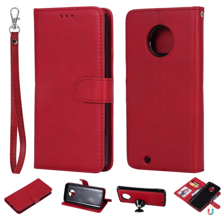 For Motorola Moto G6 Solid Color Horizontal Flip Protective Case with Holder & Card Slots & Wallet & Photo Frame & Lanyard